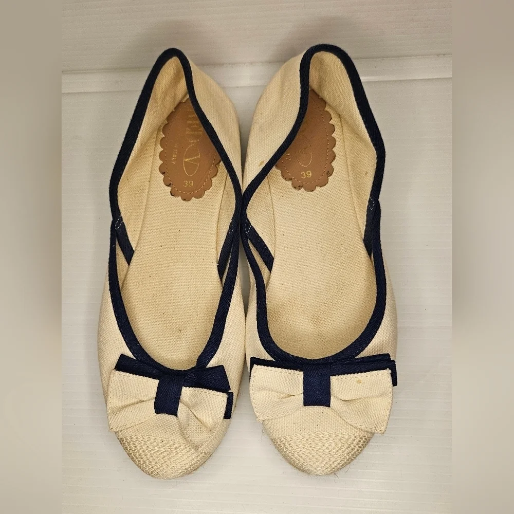 Valentino Red Bow Tie Canvas Espadrilles Size 39